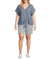 Westbound Plus Size High Rise Bermuda Porkchop Pockets Shorts