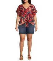 Westbound Plus Size High Rise Porkchop Pockets Bermuda Shorts
