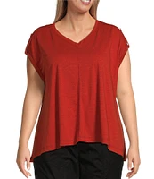 Westbound Plus Size Knit Short Sleeve V-Neck Top