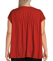 Westbound Plus Size Knit Short Sleeve V-Neck Top