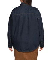 Westbound Plus Size Long Sleeve Button Front Denim Jacket