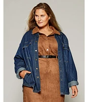 Westbound Plus Size Long Sleeve Button Front Denim Jacket