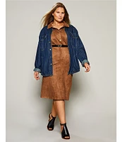 Westbound Plus Size Long Sleeve Button Front Denim Jacket