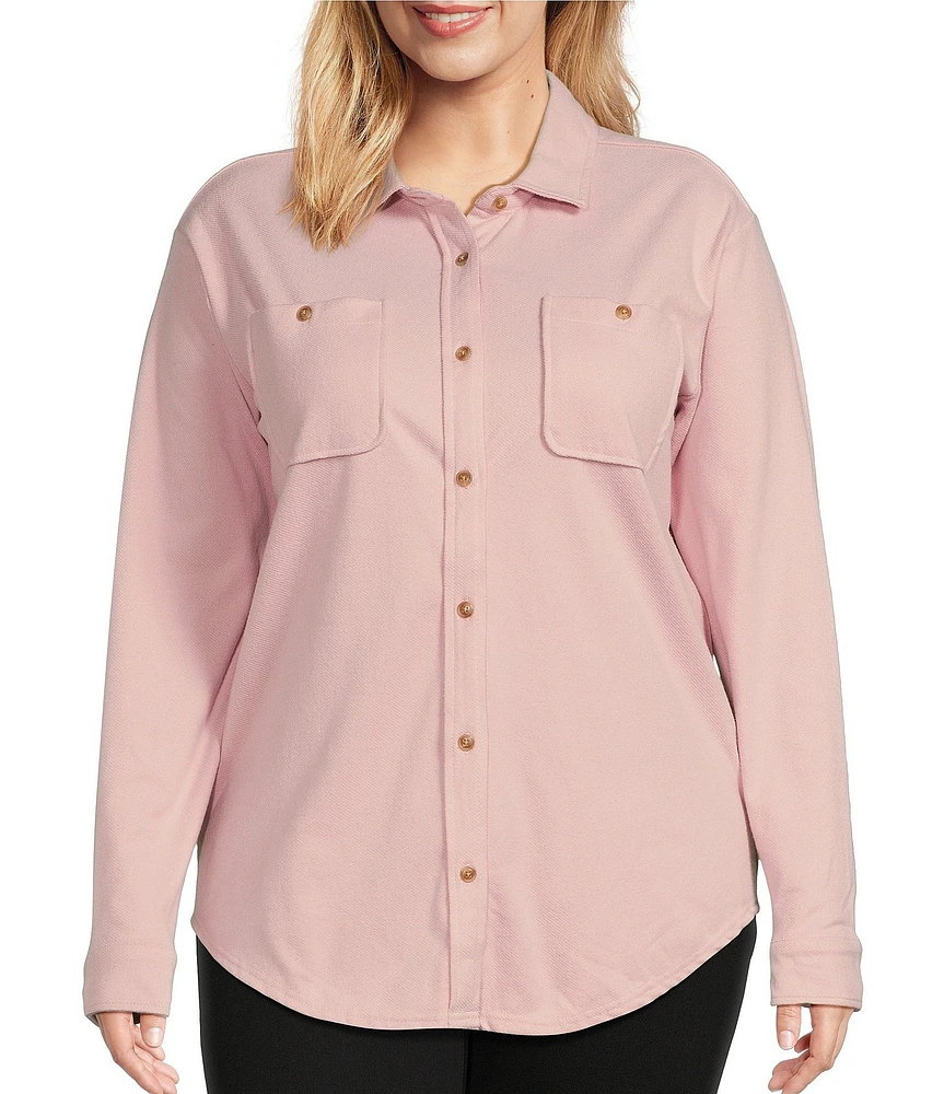 Westbound Plus Size Long Sleeve Collared Button Front Top