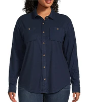 Westbound Plus Size Long Sleeve Collared Button Front Top