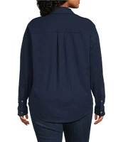 Westbound Plus Size Long Sleeve Collared Button Front Top