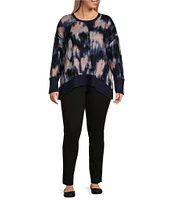 Westbound Plus Size Long Sleeve Crew Neck Button Cuff Top