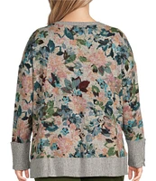 Westbound Plus Size Long Sleeve Crew Neck Button Cuff Top
