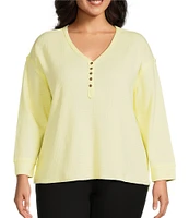 Westbound Plus Size Long Sleeve Henley Neck Top