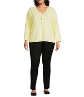 Westbound Plus Size Long Sleeve Henley Neck Top