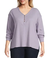 Westbound Plus Size Long Sleeve Henley Neck Top