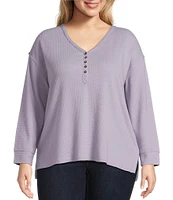 Westbound Plus Size Long Sleeve Henley Neck Top