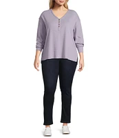 Westbound Plus Size Long Sleeve Henley Neck Top