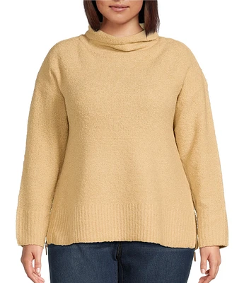 Westbound Plus Size Long Sleeve Mock Neck Side Zip Sweater