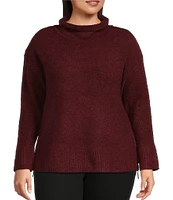 Westbound Plus Size Long Sleeve Mock Neck Side Zip Sweater