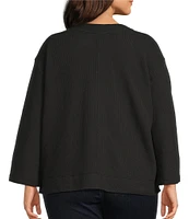 Westbound Plus Size Long Sleeve V-Neck Button Side Top