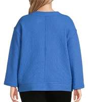 Westbound Plus Size Long Sleeve V-Neck Button Side Top
