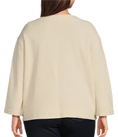 Westbound Plus Size Long Sleeve V-Neck Button Side Top