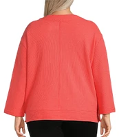 Westbound Plus Size Long Sleeve V-Neck Button Side Top