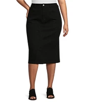 Westbound Plus Size Mid Rise 5 Pocket Midi Skirt