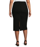 Westbound Plus Size Mid Rise 5 Pocket Midi Skirt