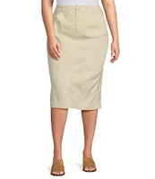 Westbound Plus Size Mid Rise 5 Pocket Midi Skirt