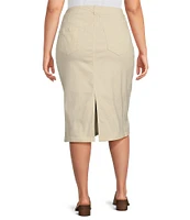 Westbound Plus Size Mid Rise 5 Pocket Midi Skirt