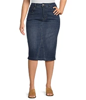 Westbound Plus Size Mid Rise 5 Pocket Midi Skirt