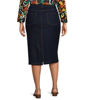 Westbound Plus Size Mid Rise 5 Pocket Midi Skirt