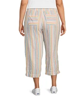 Westbound Plus Size Stripe Crop Linen Blend Pants