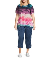 Westbound Plus Size Painted Landscape Short Sleeve Crew Neck Top