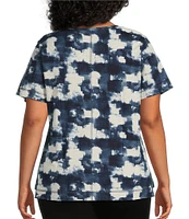 Westbound Plus Size Painterly Streaks Short Sleeve Crew Neck Top