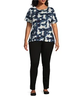Westbound Plus Size Painterly Streaks Short Sleeve Crew Neck Top