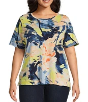 Westbound Plus Size Painters Platte Short Sleeve Crew Neck Top