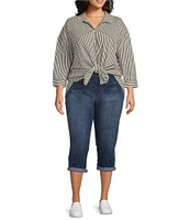 Westbound Plus Size Point Collar Button Front Long Sleeve Shirt