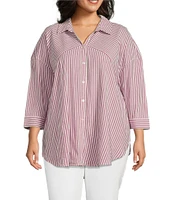 Westbound Plus Size Point Collar Button Front Long Sleeve Shirt
