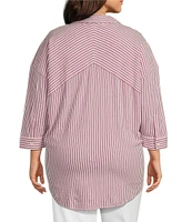 Westbound Plus Size Point Collar Button Front Long Sleeve Shirt