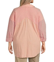 Westbound Plus Size Point Collar Button Front Long Sleeve Shirt