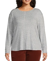 Westbound Plus Size Round Neck Long Sleeve Knit Tee Shirt