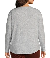 Westbound Plus Size Round Neck Long Sleeve Knit Tee Shirt