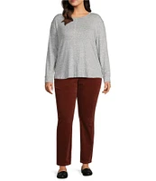 Westbound Plus Size Round Neck Long Sleeve Knit Tee Shirt