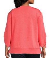 Westbound Plus Size Ruched Sleeve Crew Neck Top