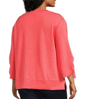 Westbound Plus Size Ruched Sleeve Crew Neck Top
