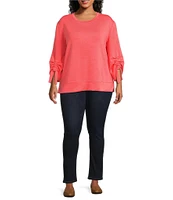 Westbound Plus Size Ruched Sleeve Crew Neck Top