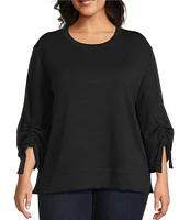 Westbound Plus Size Ruched Sleeve Crew Neck Top