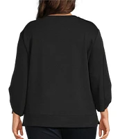 Westbound Plus Size Ruched Sleeve Crew Neck Top