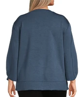 Westbound Plus Size Ruched Sleeve Crew Neck Top
