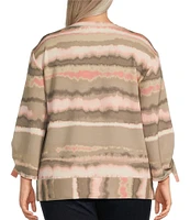 Westbound Plus Size Printed Ruched Sleeve Crew Neck Top