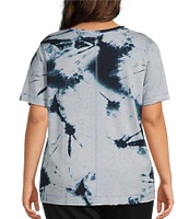 Westbound Plus Size Shibori Storm Short Sleeve Crew Neck Top