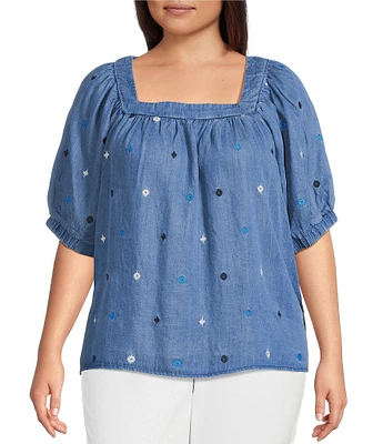 Westbound Plus Size Short Sleeve Square Neck Top